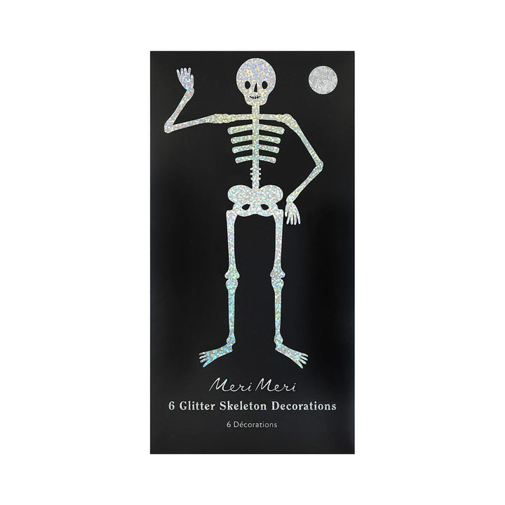 Glitter Jointed Skeleton Decorations x 6 | Meri Meri | Little Big Party Party Decorations Glitter Jointed Skeleton Decorations x 6