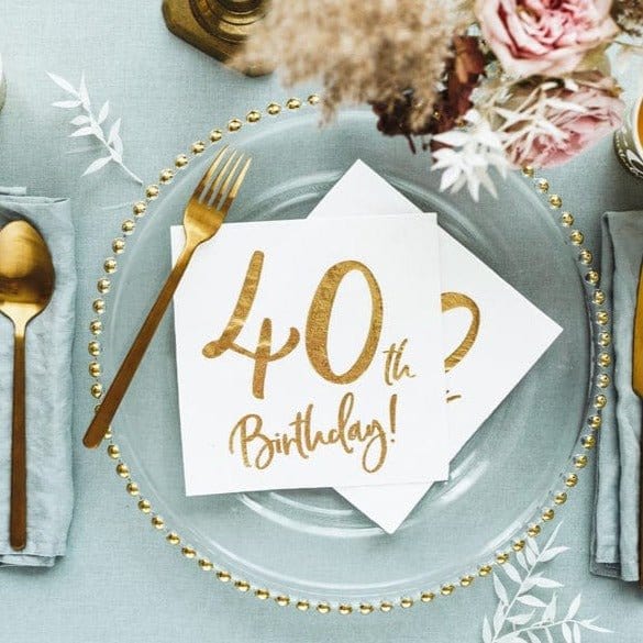 Gold 40th Birthday Party Napkins x 20 - Party Deco Party Supplies Gold 40th Birthday Party Napkins x 20