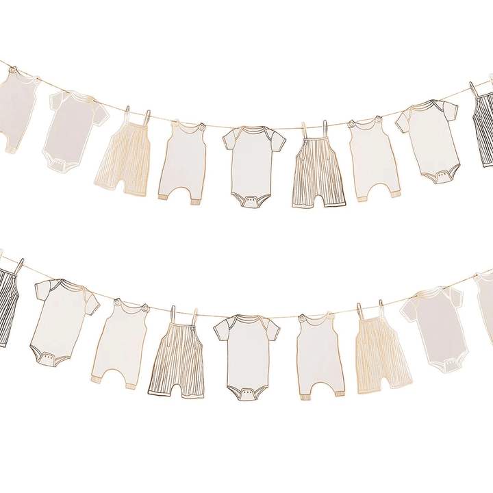 Gold Baby Grow Card Garland - 2.5m - Baby Shower Supplies Bunting Gold Baby Grow Garland - 2.5m