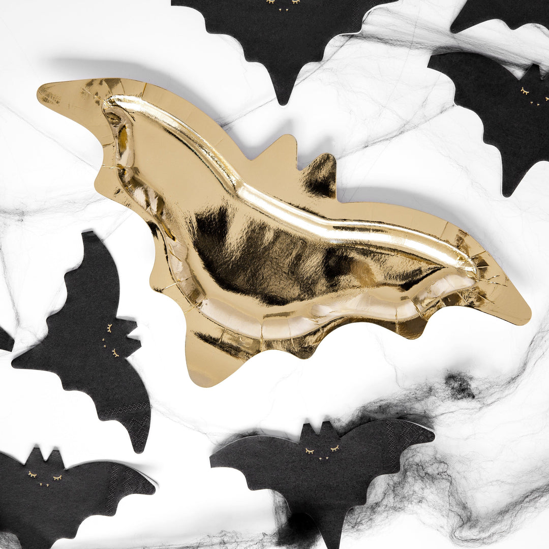 Gold Bat Paper Plates x 6 Disposable Plates Gold Bat Paper Plates x 6