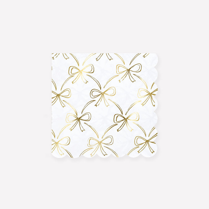 Gold Bow Small Party Napkins x 16 | Meri Meri Christmas Bows party napkins Gold Bow Small Party Napkins x 16