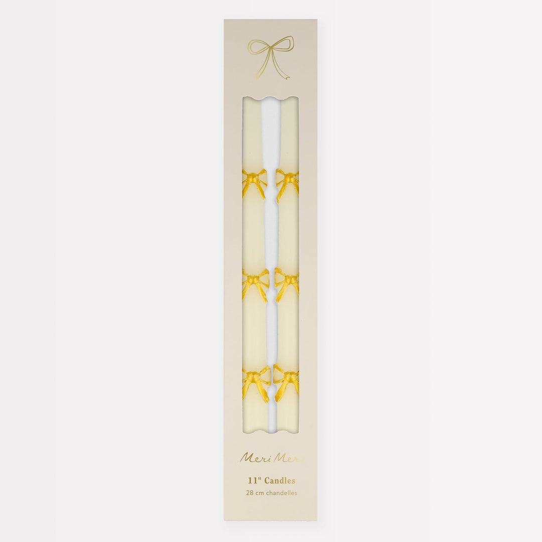 Gold Bow Taper Christmas Candles x 2 | Meri Meri Christmas Candles Candle Gold Bow Taper Christmas Candles x 2