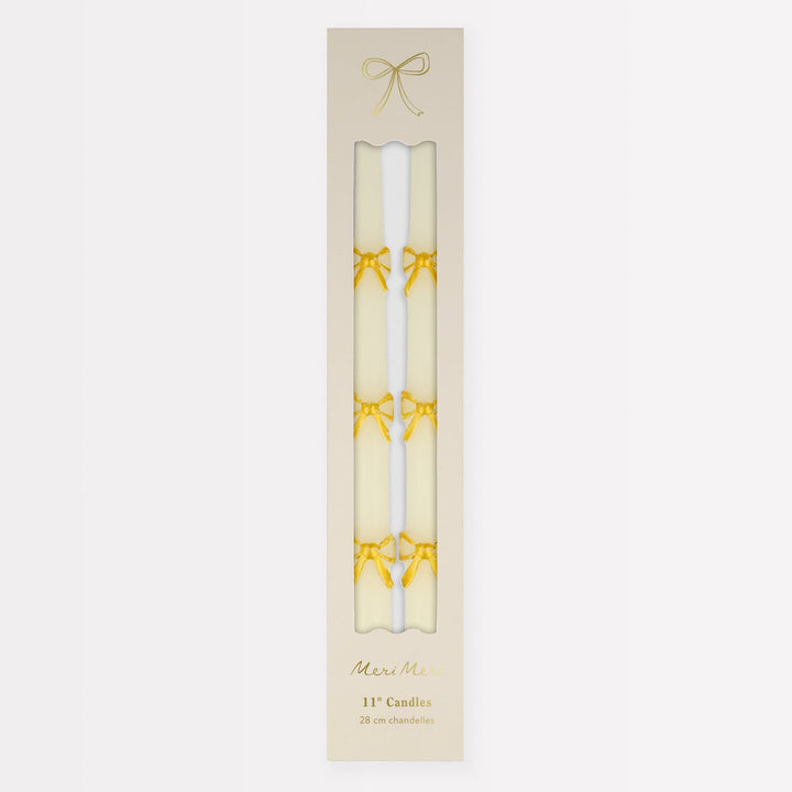 Gold Bow Taper Christmas Candles x 2 | Meri Meri Christmas Candles Candle Gold Bow Taper Christmas Candles x 2