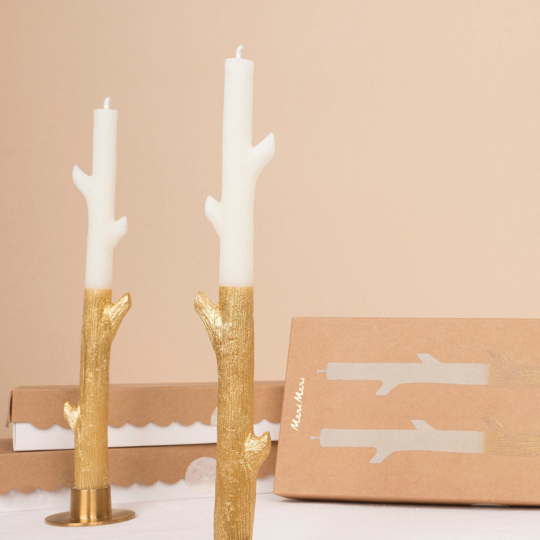 Gold Dipped Stick Christmas Candles x 2 | Meri Meri Christmas Candles Candle Gold Dipped Stick Christmas Candles x 2