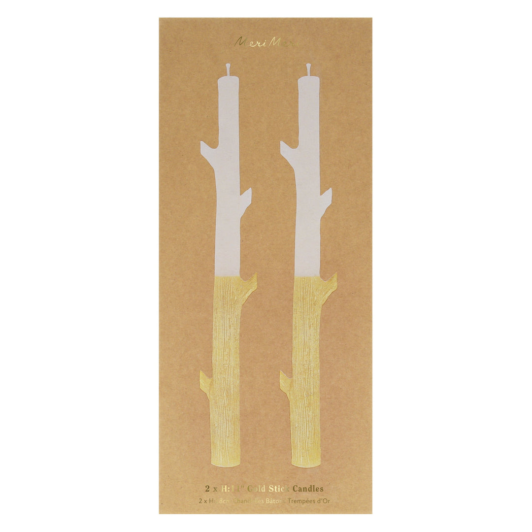 Gold Dipped Stick Christmas Candles x 2 | Meri Meri Christmas Candles Candle Gold Dipped Stick Christmas Candles x 2