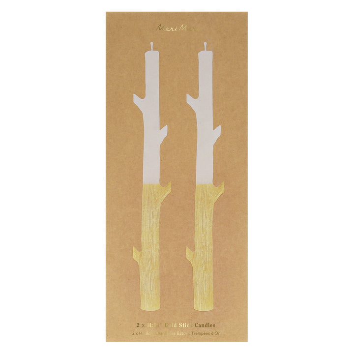 Gold Dipped Stick Christmas Candles x 2 | Meri Meri Christmas Candles Candle Gold Dipped Stick Christmas Candles x 2