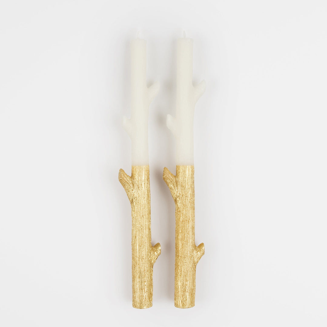 Gold Dipped Stick Christmas Candles x 2 | Meri Meri Christmas Candles Candle Gold Dipped Stick Christmas Candles x 2
