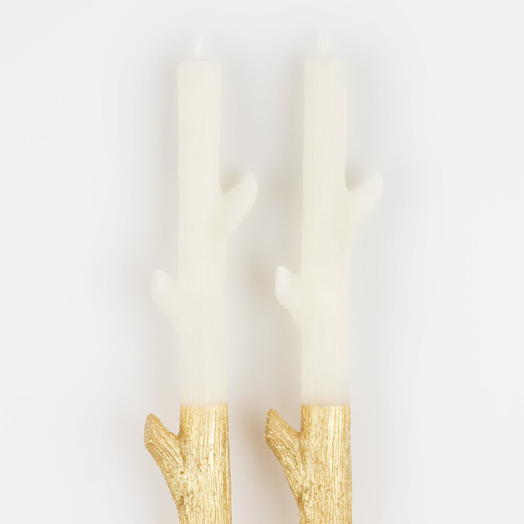 Gold Dipped Stick Christmas Candles x 2 | Meri Meri Christmas Candles Candle Gold Dipped Stick Christmas Candles x 2