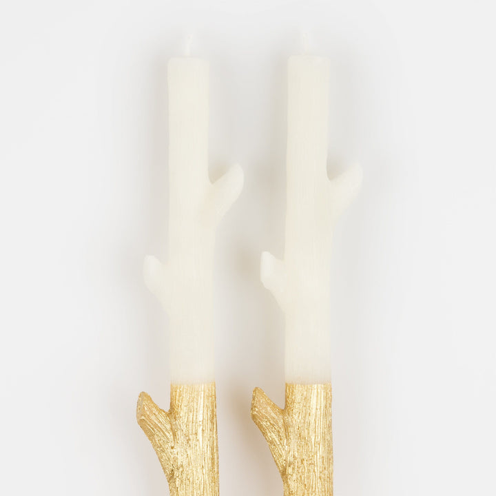 Gold Dipped Stick Christmas Candles x 2 | Meri Meri Christmas Candles Candle Gold Dipped Stick Christmas Candles x 2