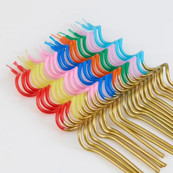 Gold Dipped Swirly Party Candles x 20 | Meri Meri Birthday Candles Gold Dipped Swirly Party Candles x 20
