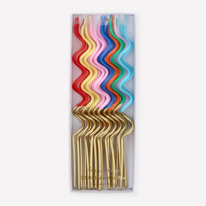 Gold Dipped Swirly Party Candles x 20 | Meri Meri Birthday Candles Gold Dipped Swirly Party Candles x 20