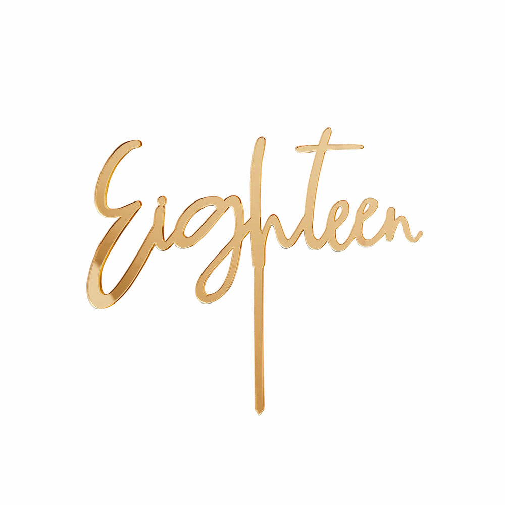 Gold Eighteen Acrylic Cake Topper - 18th Birthday Cake Topper Cake Topper Gold Eighteen Acrylic Cake Topper
