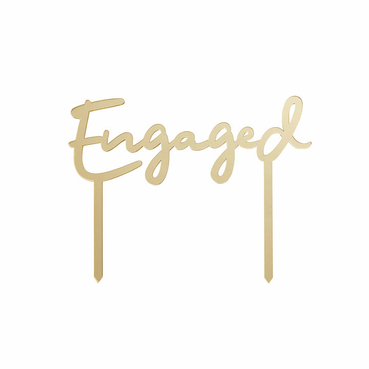 Gold Engaged Acrylic Cake Topper | Engagement Party Supplies UK Cake Topper Gold Engaged Acrylic Cake Topper