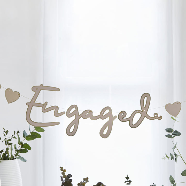 Gold Engaged Party Banner | Engagement Party Supplies UK Banners Gold Engaged Party Banner