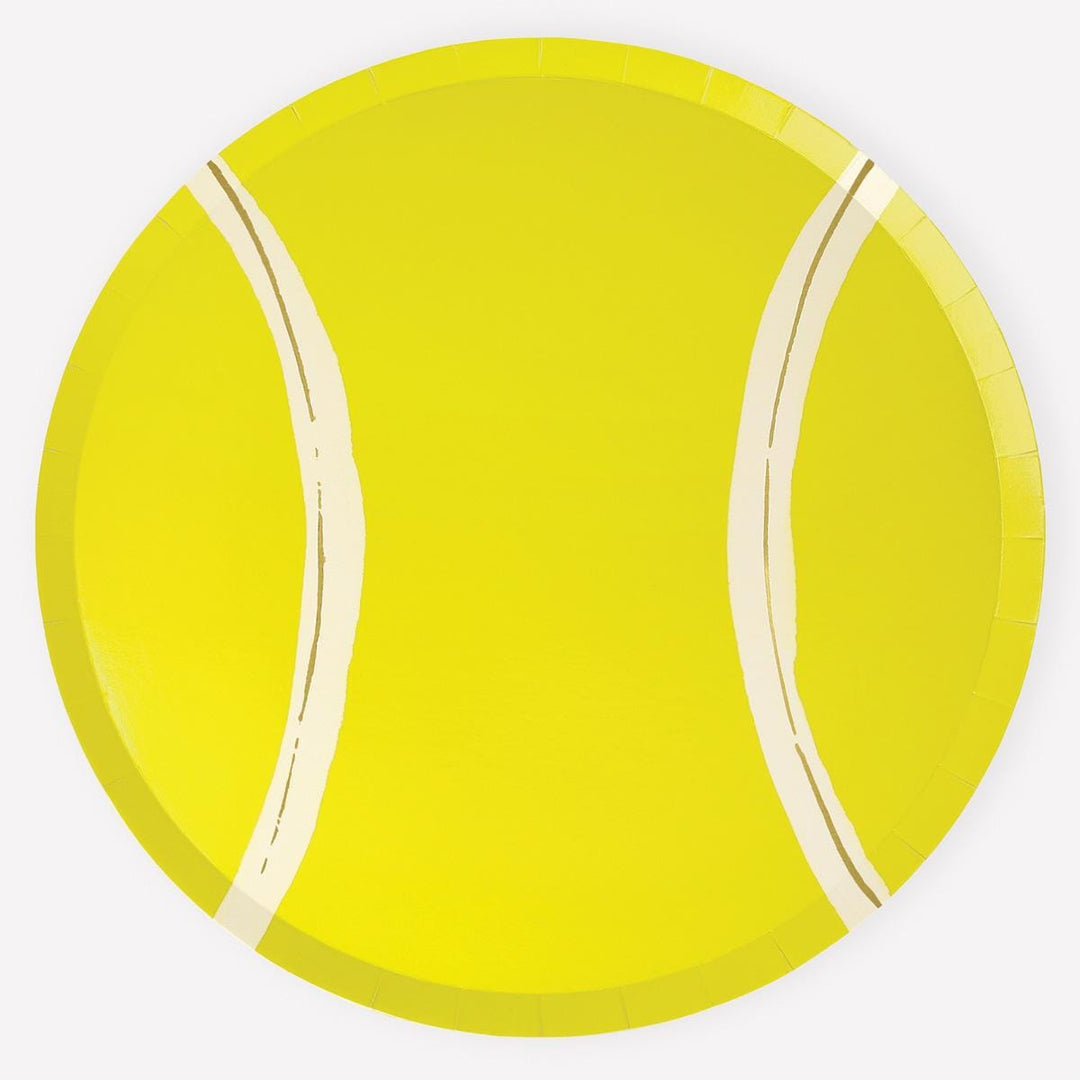 Gold Foil Tennis Ball Party Plates x 8 | Meri Meri party plates Gold Foil Tennis Ball Party Plates x 8
