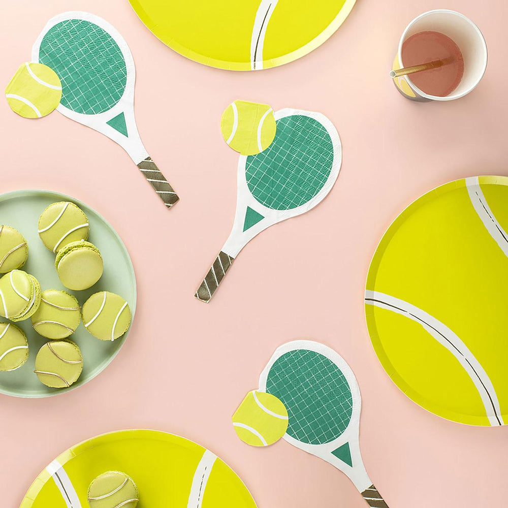 Gold Foil Tennis Ball Party Plates x 8 | Meri Meri party plates Gold Foil Tennis Ball Party Plates x 8