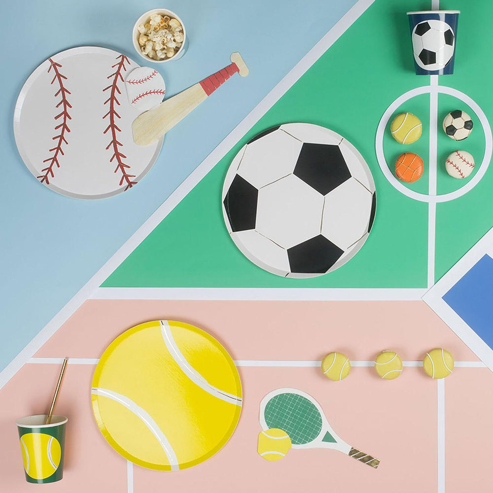Gold Foil Tennis Party Cups x 8 | Meri Meri party cups Gold Foil Tennis Party Cups x 8