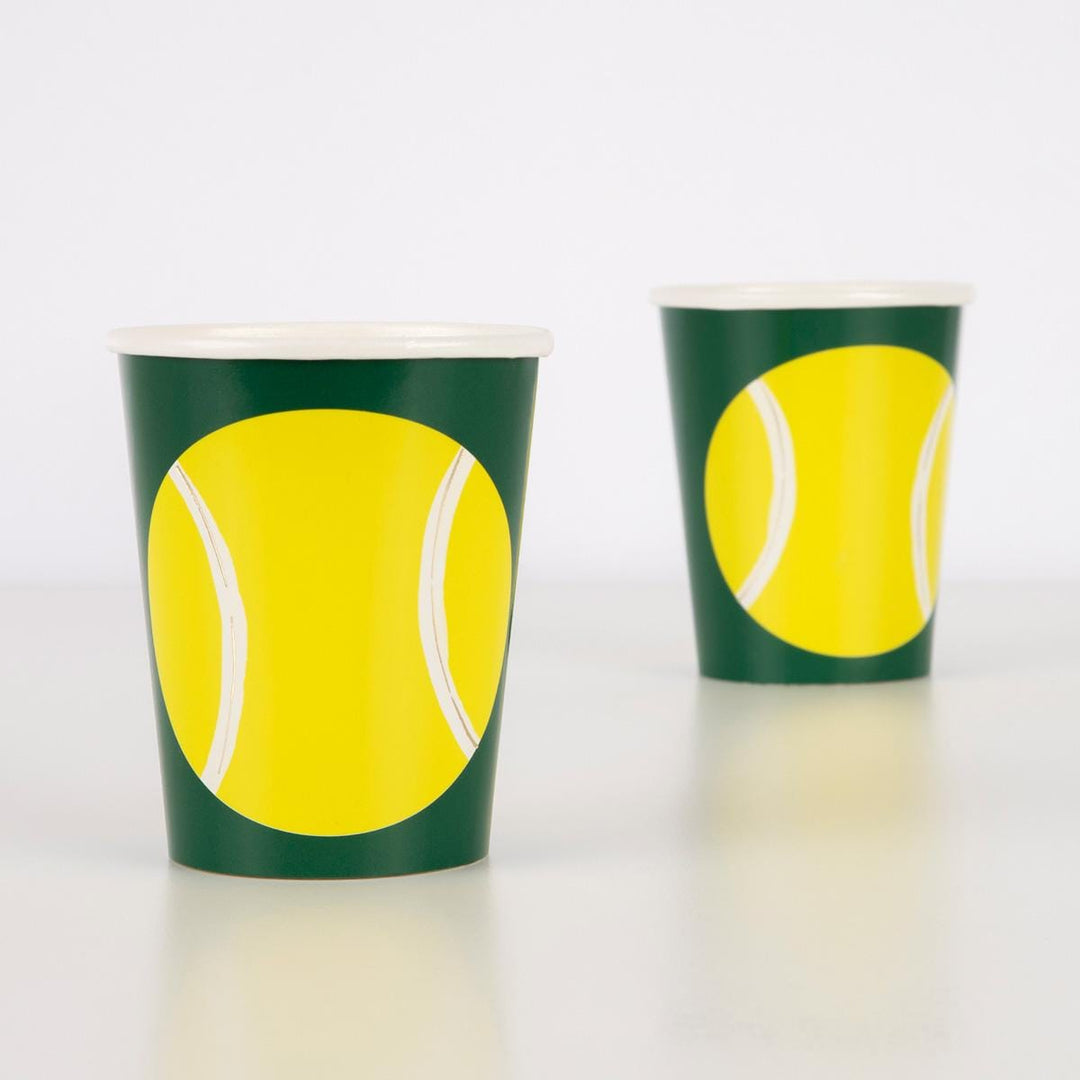 Gold Foil Tennis Party Cups x 8 | Meri Meri party cups Gold Foil Tennis Party Cups x 8