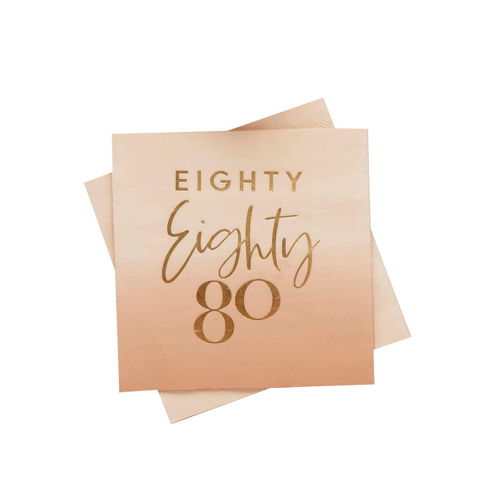 Gold Foiled Eighty Paper Napkins x 16 - 80th Birthday Party Supplies Paper Napkins Gold Foiled Eighty 80th Party Napkins x 16