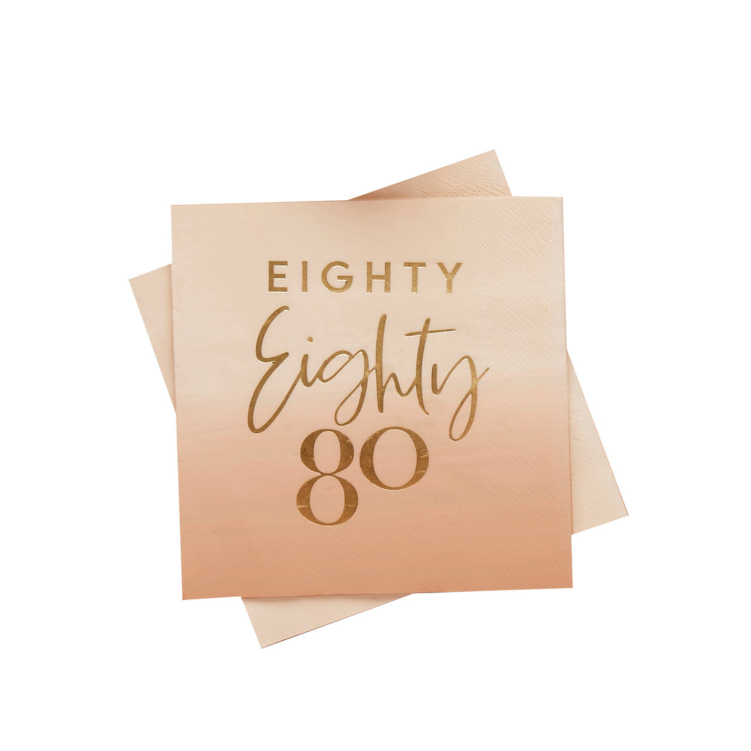 Gold Foiled Eighty Paper Napkins x 16 - 80th Birthday Party Supplies Paper Napkins Gold Foiled Eighty 80th Party Napkins x 16