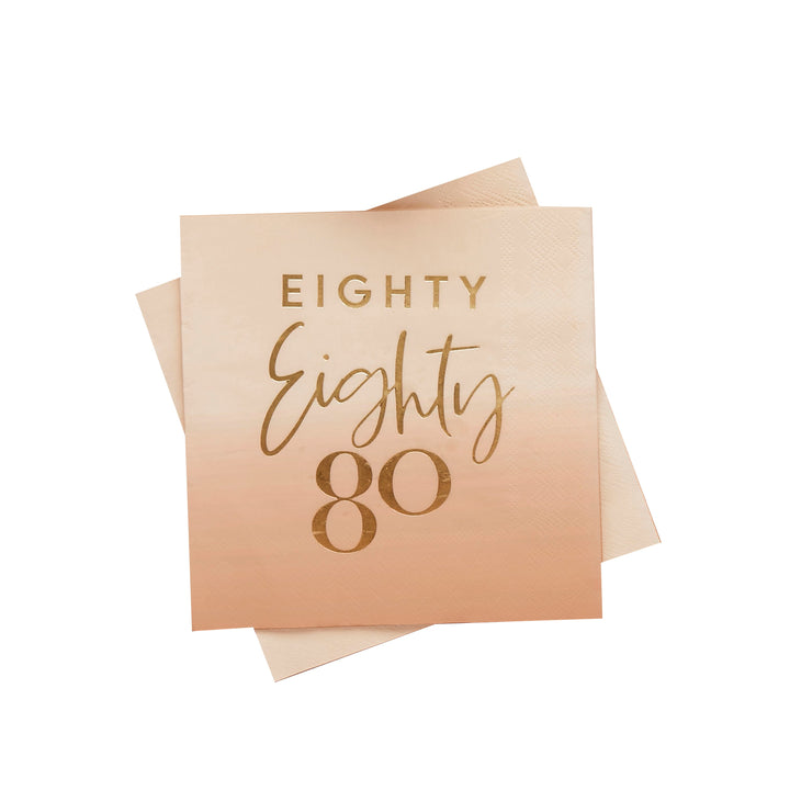 Gold Foiled Eighty Paper Napkins x 16 - 80th Birthday Party Supplies Paper Napkins Gold Foiled Eighty 80th Party Napkins x 16