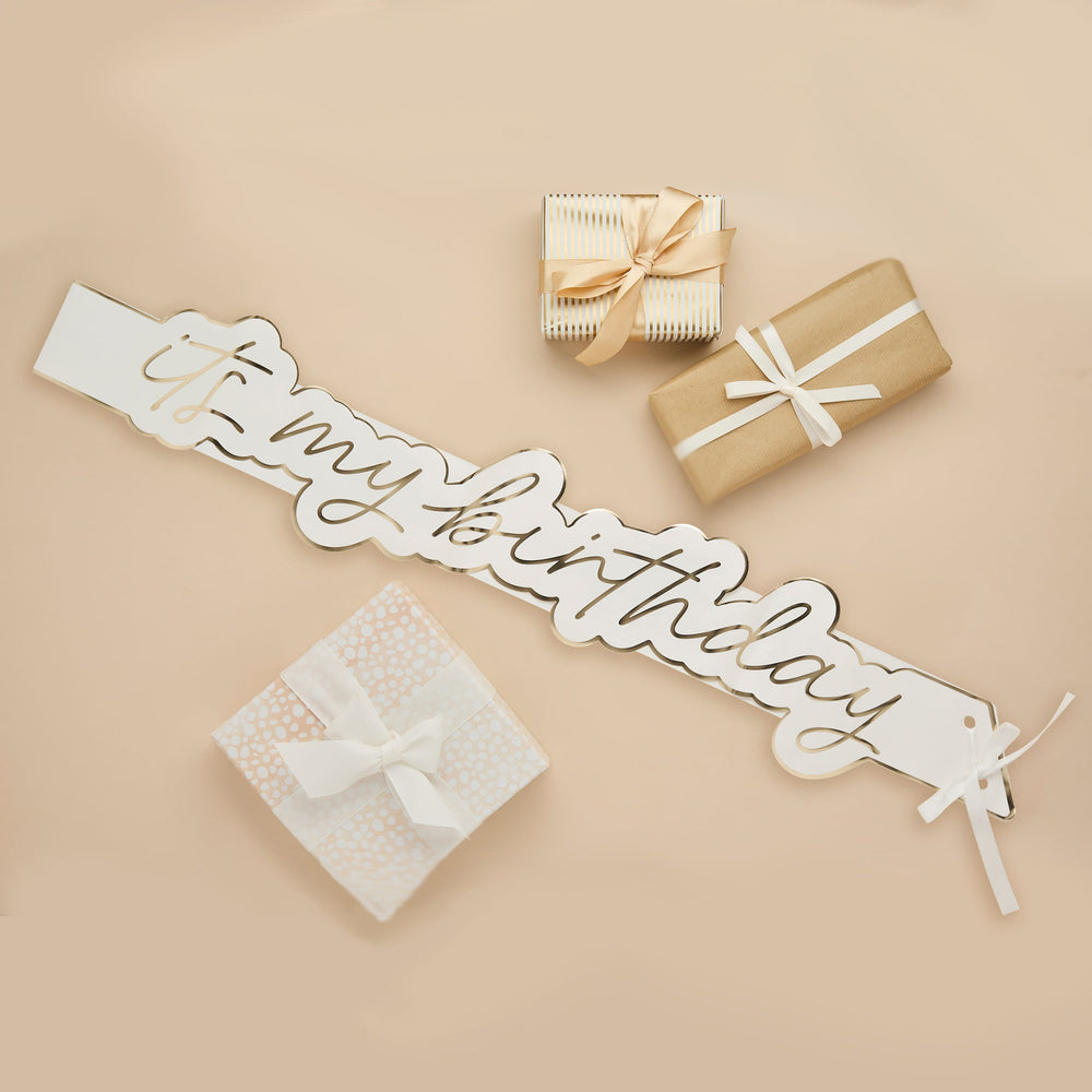 Gold Foiled It's My Birthday Sash Sashes Gold Foiled It's My Birthday Sash