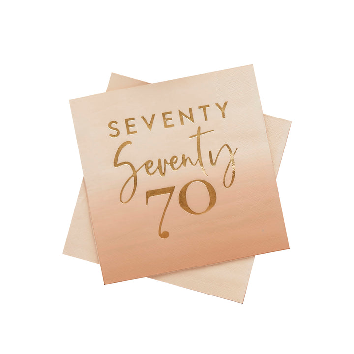 Gold Foiled Seventy Paper Napkins x 16 - 70th Birthday Party Supplies Paper Napkins Gold Foiled Seventy 70th Paper Napkins x 16