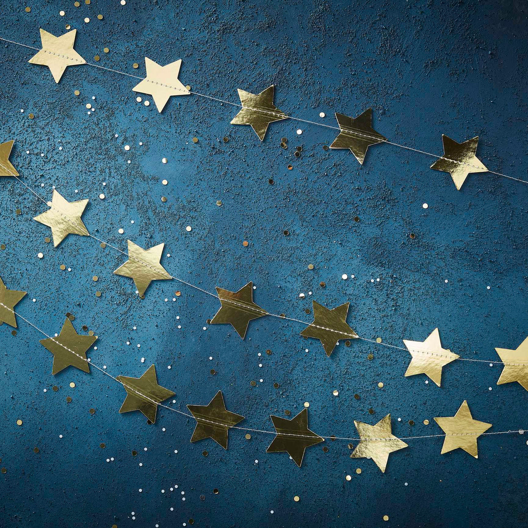 Wreaths & Garlands Gold Foiled Star Shaped Christmas Garland