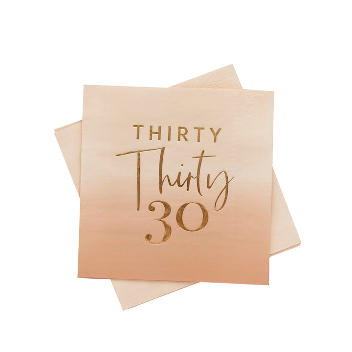 Gold Foiled Thirty Paper Napkins x 16 - 30th Birthday Supplies Paper Napkins Gold Foiled Thirty 30th Party Napkins x 16
