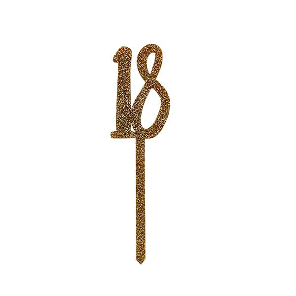 Gold Glitter Acrylic 18 Cake Topper - 18th Birthday Cake Topper Cake Topper Gold Glitter Acrylic 18 Cake Topper