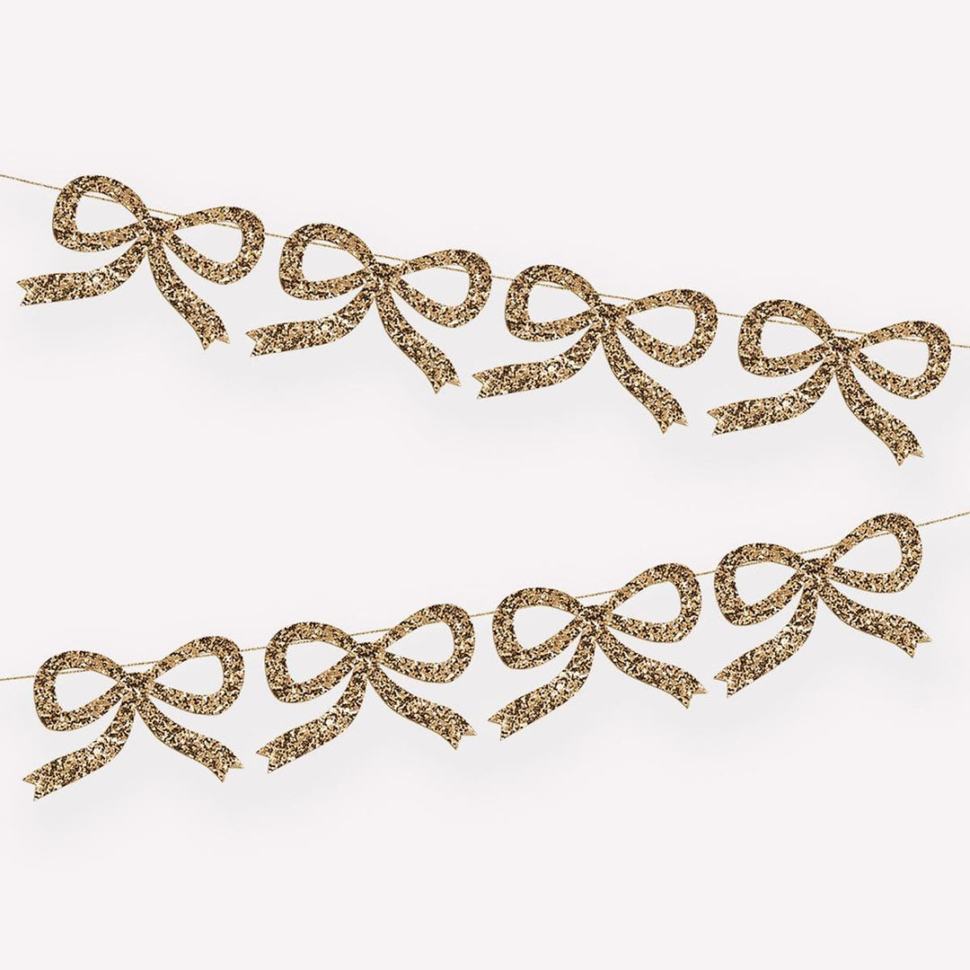 Gold Glitter Bow Party Garland Bunting Gold Glitter Bow Party Garland