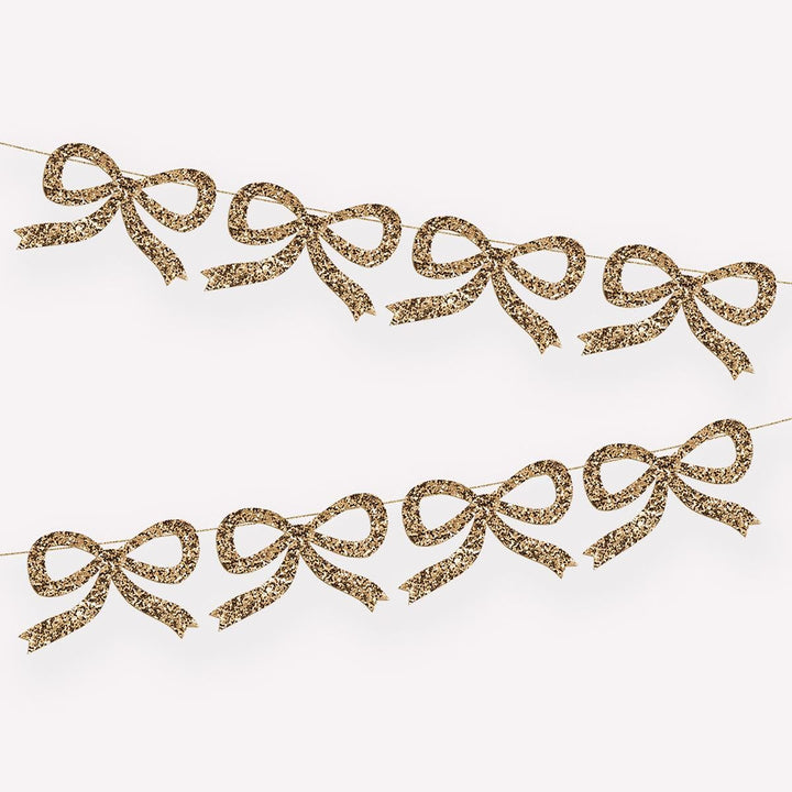 Gold Glitter Bow Party Garland Bunting Gold Glitter Bow Party Garland
