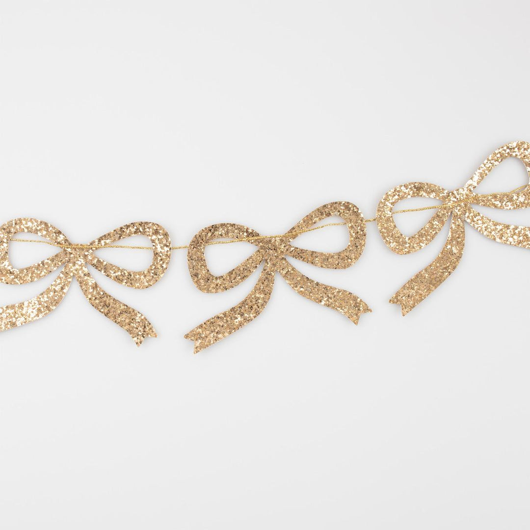 Gold Glitter Bow Party Garland Bunting Gold Glitter Bow Party Garland