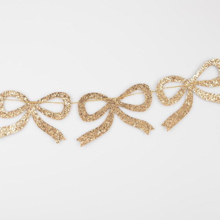 Gold Glitter Bow Party Garland Bunting Gold Glitter Bow Party Garland