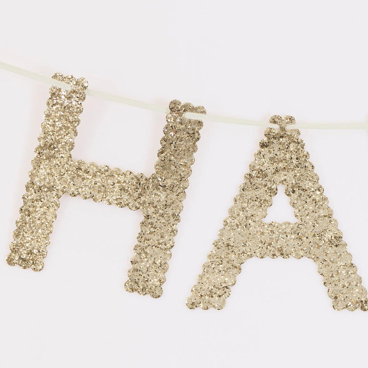 Gold Glitter Fabric Happy Birthday Party Garland Bunting Gold Glitter Fabric Happy Birthday Party Garland