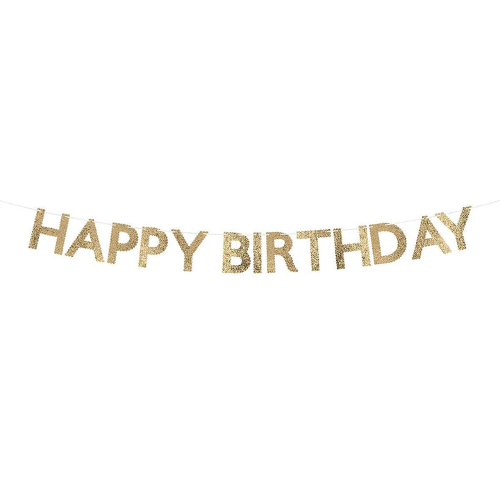 Gold Glitter Fabric Happy Birthday Party Garland Bunting Gold Glitter Fabric Happy Birthday Party Garland