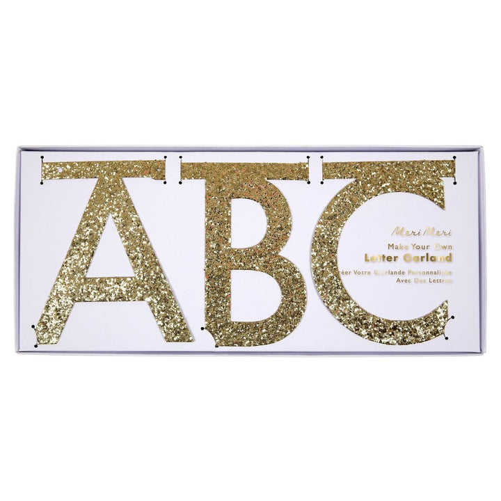 Gold Glitter Letter Party Garland Set | Meri Meri Bunting Gold Glitter Letter Party Garland Set
