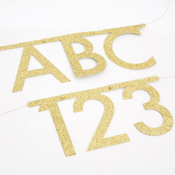 Gold Glitter Letter Party Garland Set | Meri Meri Bunting Gold Glitter Letter Party Garland Set