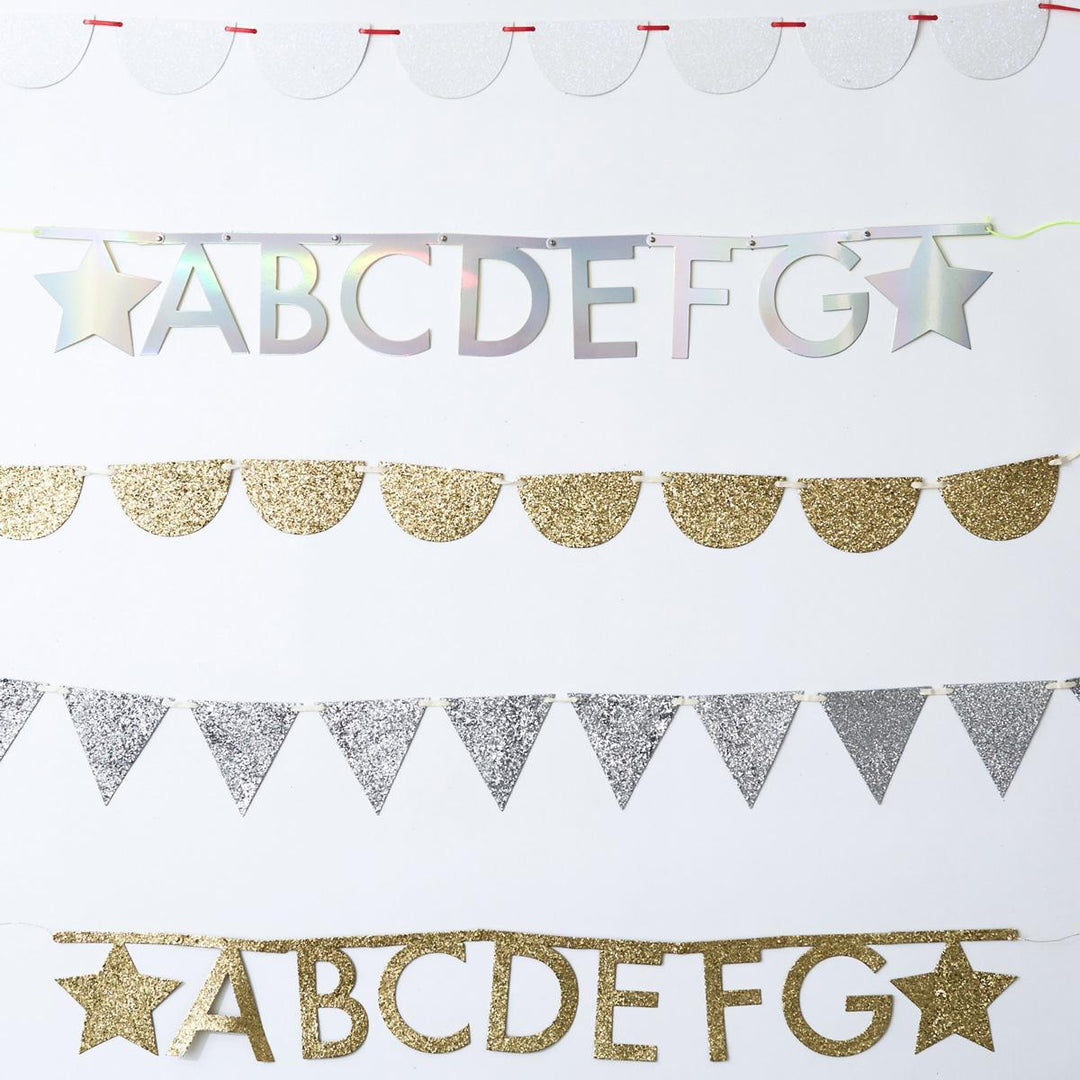 Gold Glitter Letter Party Garland Set | Meri Meri Bunting Gold Glitter Letter Party Garland Set