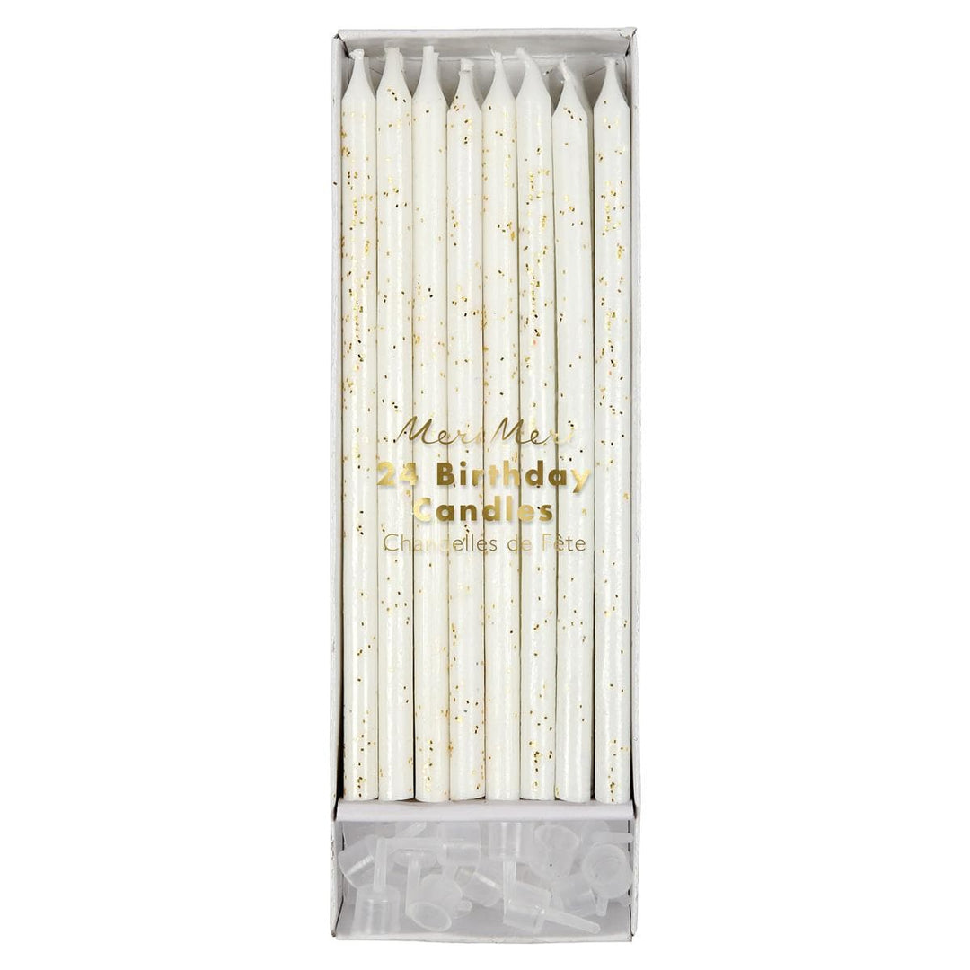 Gold Glitter Party Candles x 24 | Meri Meri Birthday Candles Gold Glitter Party Candles x 24