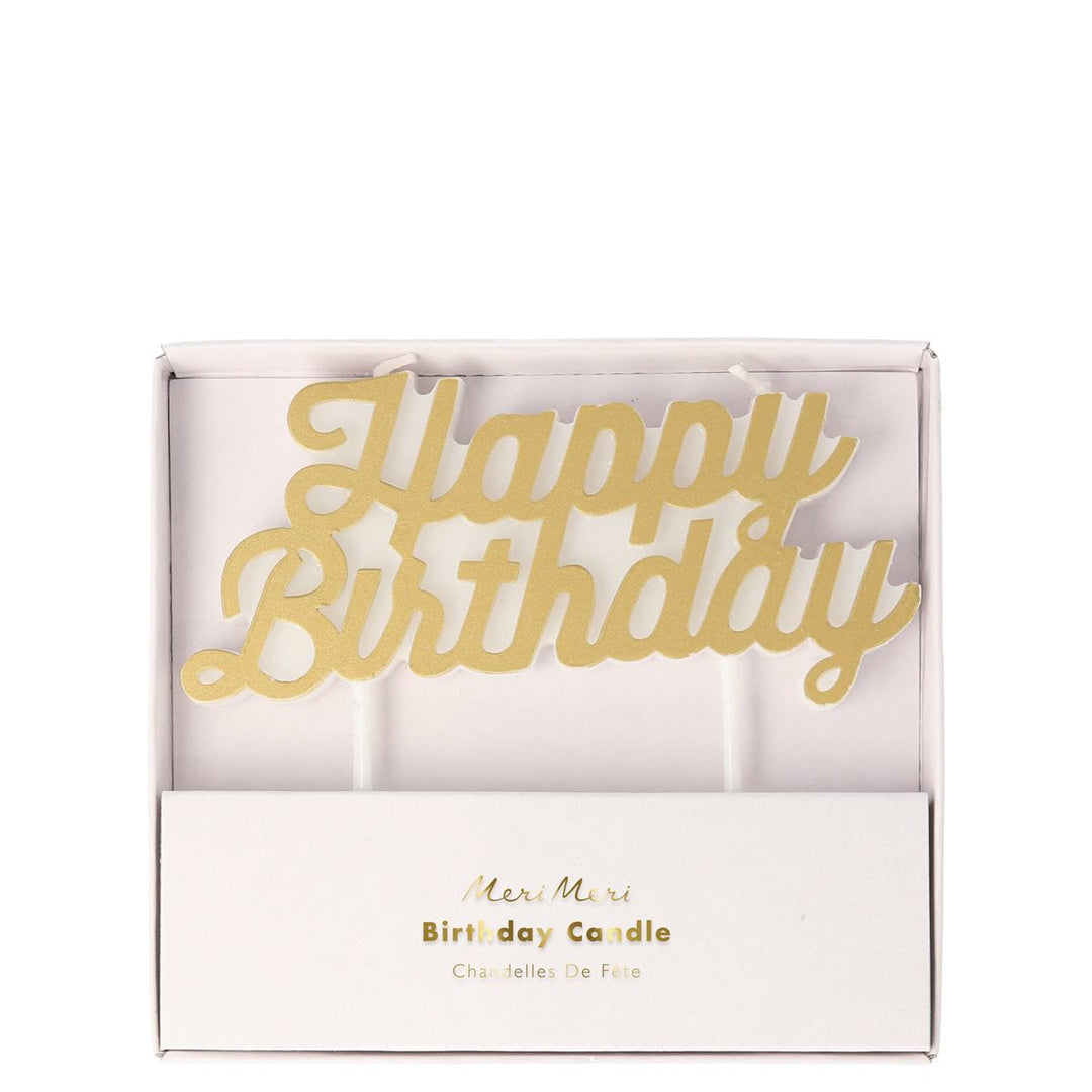 Gold Happy Birthday Cake Candle | Meri Meri Birthday Party Birthday Candles Gold Happy Birthday Cake Candle