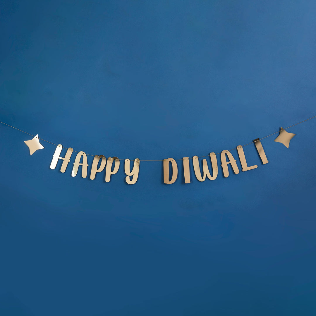 Gold Happy Diwali Banner | Diwali Party Decorations UK Banners Gold Happy Diwali Banner
