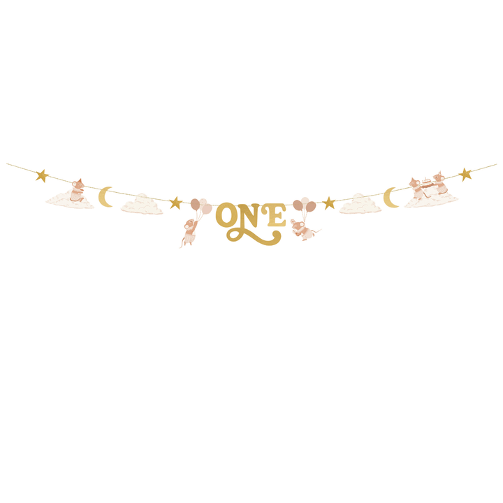 Gold Mouse 1st Birthday Banner - 1st Birthday Party Supplies Banners Gold Mouse 1st Birthday Banner