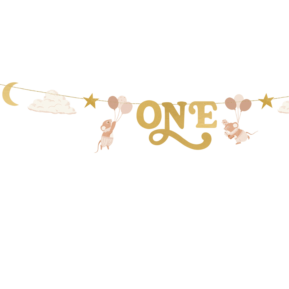 Gold Mouse 1st Birthday Banner - 1st Birthday Party Supplies Banners Gold Mouse 1st Birthday Banner