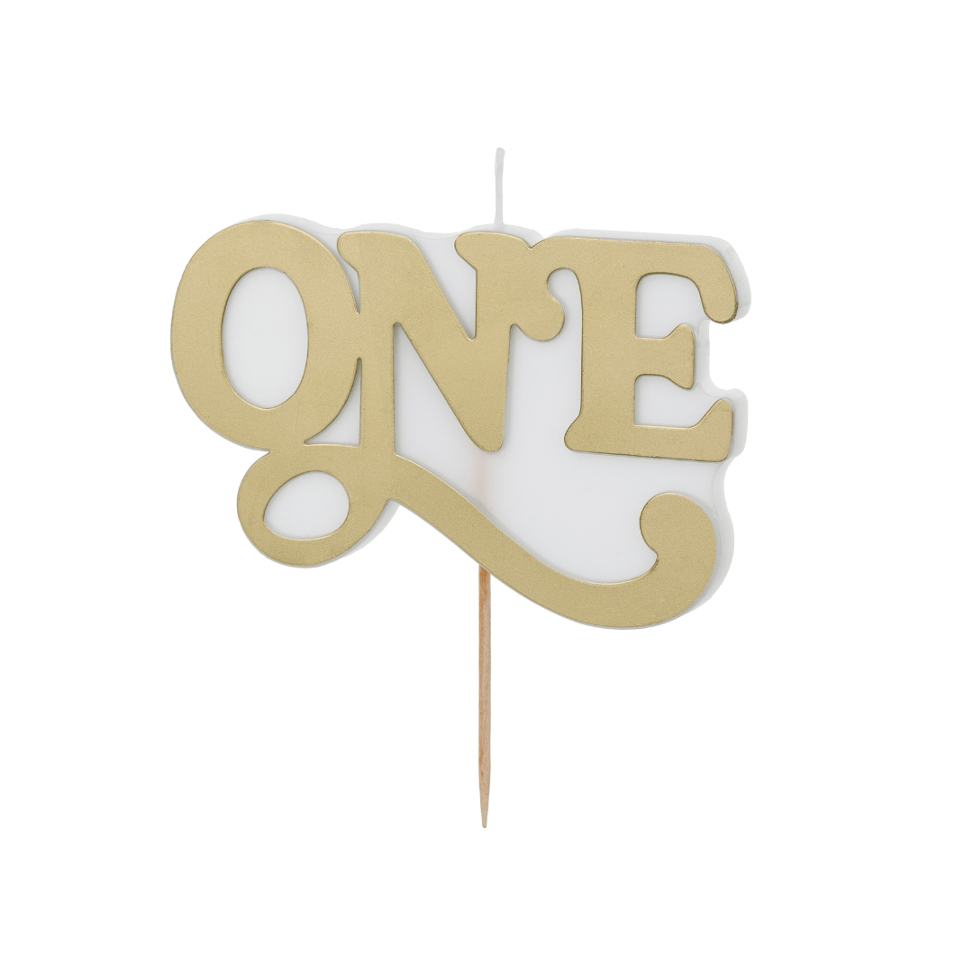 Gold One Candle - 1st Birthday Cake Candle Birthday Candles Gold One Candle