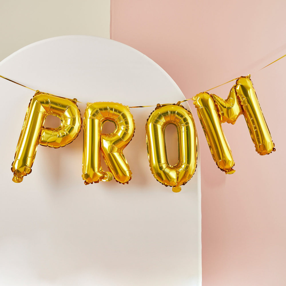Gold PROM Foil Balloon Garland - Prom Decorations Balloons Gold PROM Foil Balloon Garland