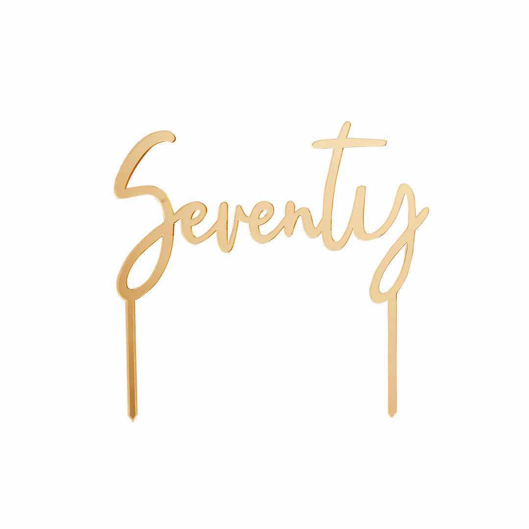 Gold Seventy Acrylic Cake Topper - 70th Birthday Cake Topper Cake Topper Gold Seventy Acrylic Cake Topper