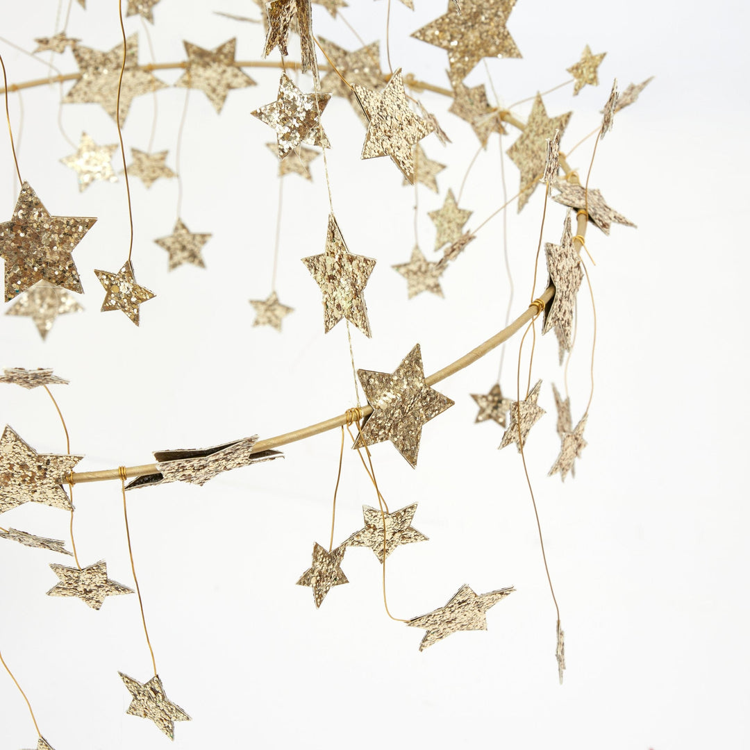 Gold Sparkle Star Chandelier Christmas Decoration | Meri Meri Christmas Decorations Party Decorations Gold Sparkle Star Chandelier Christmas Decoration
