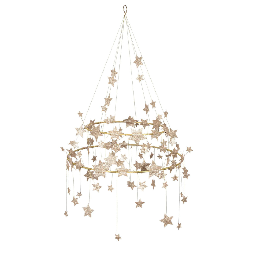 Gold Sparkle Star Chandelier Christmas Decoration | Meri Meri Christmas Decorations Party Decorations Gold Sparkle Star Chandelier Christmas Decoration