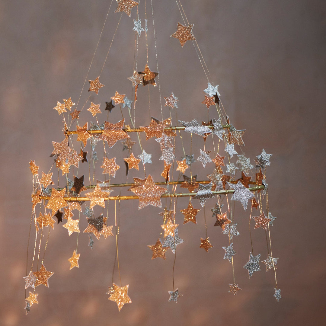 Gold Sparkle Star Chandelier Christmas Decoration | Meri Meri Christmas Decorations Party Decorations Gold Sparkle Star Chandelier Christmas Decoration